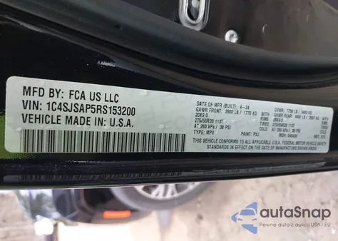 2024 Jeep Wagoneer L Series I 4X4 z USA, uszkodzony, nr VIN 1C4SJSAP5RS153200